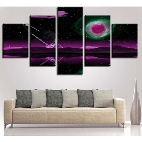 Full Square Round diamond art Diy Diamond Painting 5 Pieces Water Reflection Galaxy Planets Diamond Embroidery RhinestonesZP-682