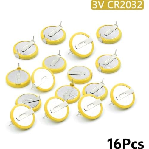 YCDC 16Pcs CR2032 Battery 2 Soldering Pins 3V Coin Cell For Motherboard Calculator Disposable button battery Electronic Scale