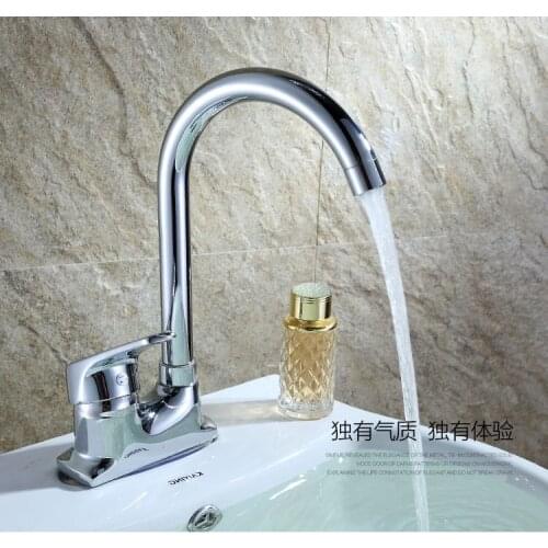 Free shipping Double holes kitchen sink faucet or Dual hole Solid brass bathroom basin sink water mixer tap