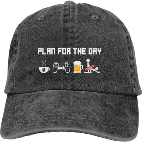 Gamer Daily Schedule Gaming Joke Gift The Baseball Cap Peaked capt Sport Unisex Outdoor Custom Plan For Today Funny Daily Hats