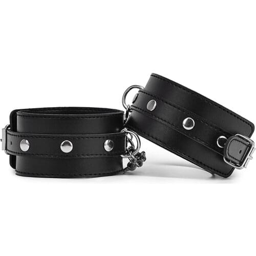 Black Leather Bondage Ankle Cuffs For Sex Bdsm Bondage Restraints Sex Accessories For Adults Game Sex Toys For Woman Couples