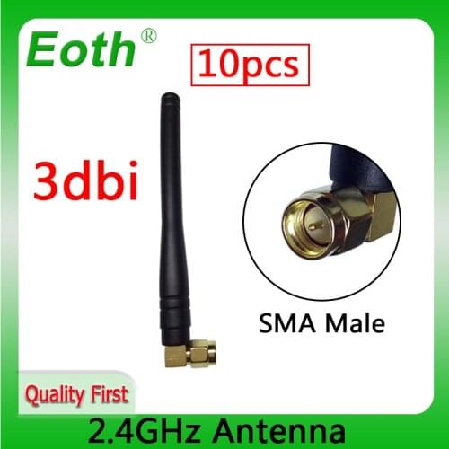10pcs wholesale wifi 2.4GHz Antenna 3dbi SMA Male connector 2.4 ghz antena wi fi antenne Aerial Omni antennas for Router