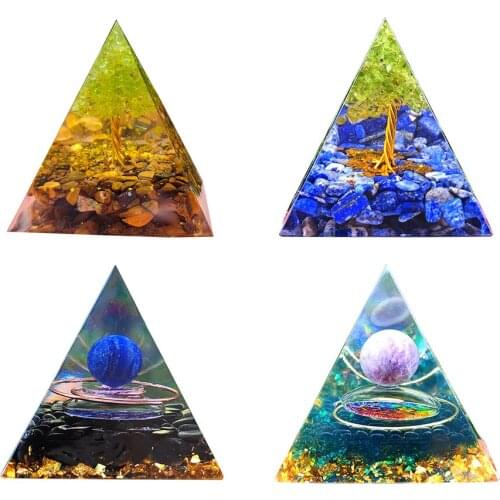 Crystal Orgone Pyramid Energy Healing Gather Luck Wealth Yoga Meditation Stone Home Desktop Office Art Craft Decor