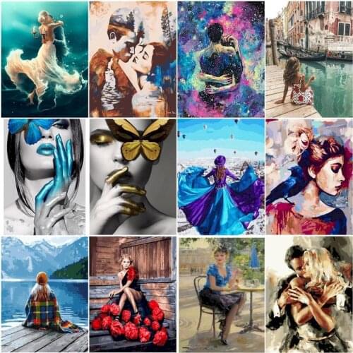 GATYZTORY 40x50CM DIY Painting By Numbers Girl Figure Picture Canvas By Number Woman On Canvas Home Decoration DIY Gift