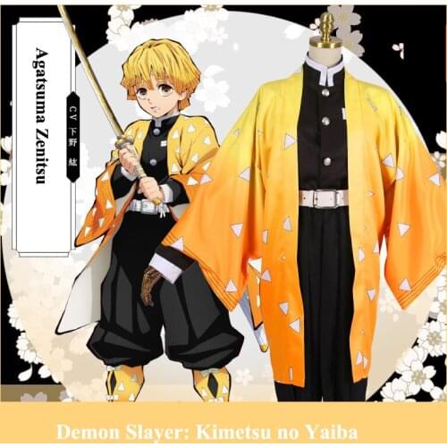 Demon Slayer: Kimetsu No Yaiba Agatsuma Zenitsu Costume Stock Cosplay Costume
