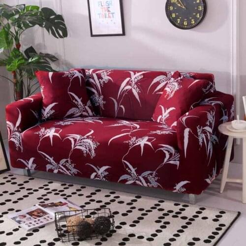 Red Flowers Sofa Covers For Living Room Elastic Sofa Cover Cotton Sectional Sofa Bed Chair Furniture Single Full Stretch Cushion