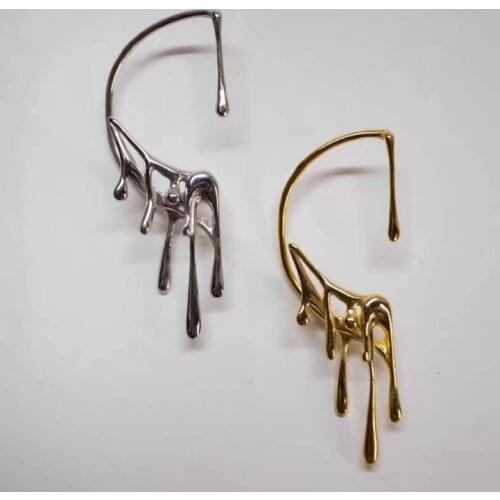 MINAR Stylish Unique Design Dripping Wax Shape Metal Clip Earring for Women Girls Irregular Charms Earrings Hyperbole Jewellery