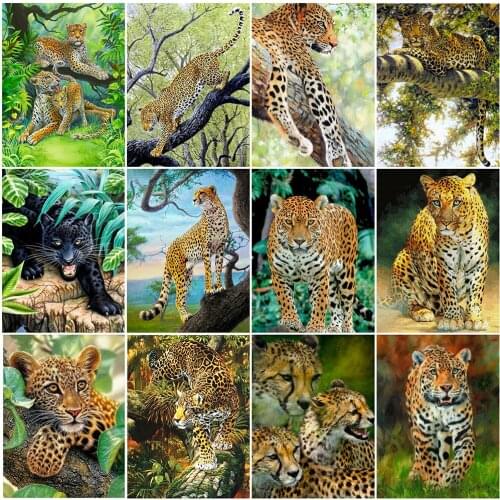 MomoArt Diamond Embroidery Animal Full Drill Square Diamond Painting Leopard Cross Stitch Mosaic Picture Rhinestones Handicraft
