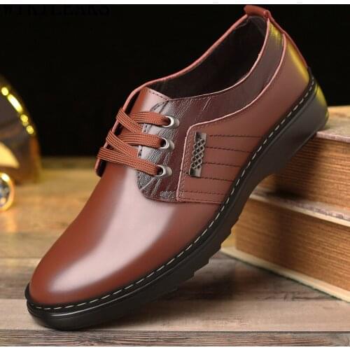 Casual Business Shoes Men Oxford Shoes for Men 2021 Platforms Brown Men Dress Shoes Leather Zapatos De Hombre Chaussures Homme