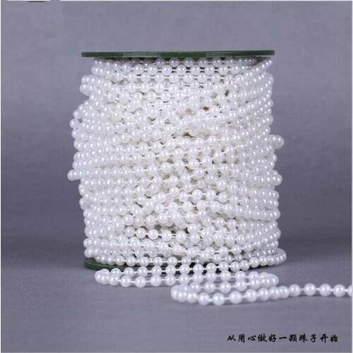Cheap Pretty 1 Meters 6MM Artificial Pearl Bead Chain Garland Spool Rope Wedding Party Christmas Tree Home Hanging Decoration