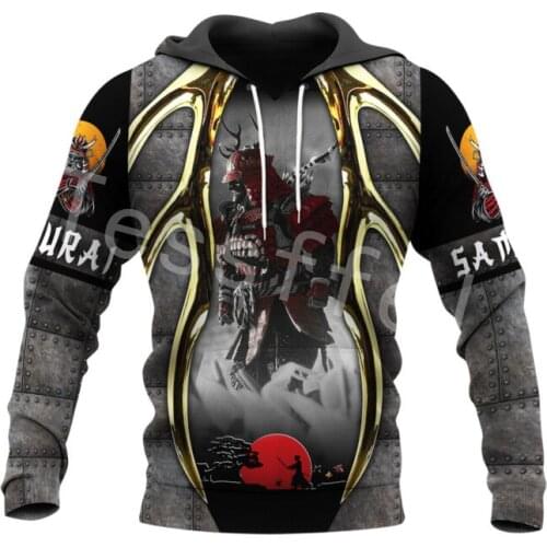 Tessffel Japan Samurai Tattoo 3D Printed New Mens Sweatshirt Harajuku Zipper Hoodie Casual Unisex Jacket Pullover Style-C15