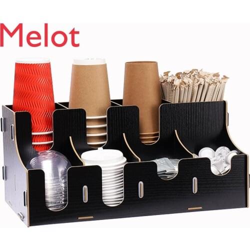 Disposable Paper Cup Holder Coffee Tea Shop Bar Supplies Straw Storage Box Take Cup Dispenser Milk Tea Cup Holder