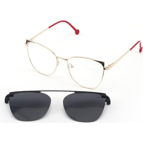 NEW STANDING 2 In 1 Magnet Cat Eye Polarized Clip On Glasses Frame For Women Clip Glasses Optical Prescription Eyeglasses Frame