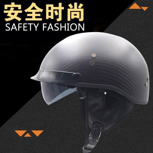 Carbon Fiber Halley Half Helmets for Manual Motorcycle Helmets for Men and Women Four Seasons Leather Helmets