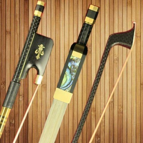 PRO New light carbon fiber 4/4 cello bow copper parts white horse hair bow