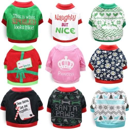 Christmas Dog Clothes New Year Pets Dogs Clothing for Small Medium Dogs Costume Chihuahua Pet Shirt Warm Dog Clothing Yorkshire