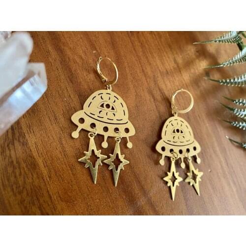 UFO Earrings, Wanderlust Jewelry, Planet Earrings, Space Earrings