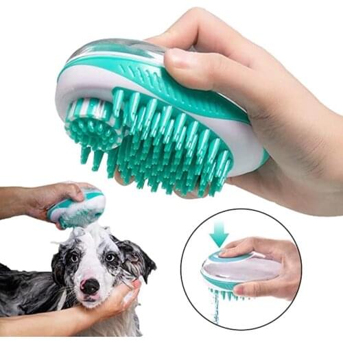 Pet Dog Cat Bath Brush 2-in-1 Pet SPA Massage Comb Soft Silicone Pet Shower Hair Grooming Cmob Dog Cleaning Tool Pet Supplies