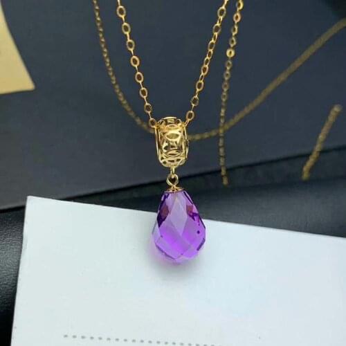 Shilovem 18k yellow piezoelectric amethyst Pendants fine Jewelry women trendy no necklace classic new gift mymz12.518.50hby