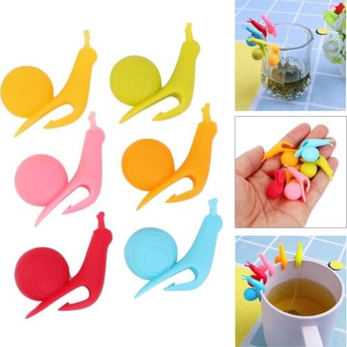 Cute Snail Shape Silicone Tea Clips Tea Bag Holder Cup Tea Tools Randome Color Mug Hanging Tool