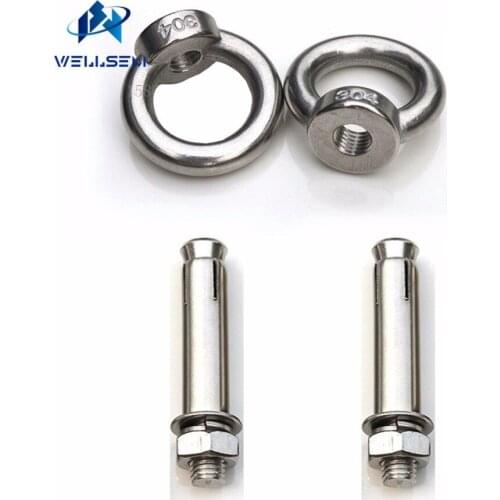 SS304 Ceiling Anchor Safety Ring Button mount Carabiner Camping Hiking Hook For yoga hammock 1 Pair