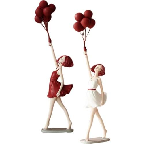 Balloon Girl Shaped Sculpture Figurine for Home Desk Bedroom Office, Souvenirs Gift for Kids, Friends