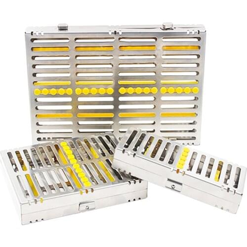 Dental Sterilization For 5/10/20 Grid Rack Surgical Autoclavable Box Dental Cassette File Burs Disinfection Tray Dentist Tools
