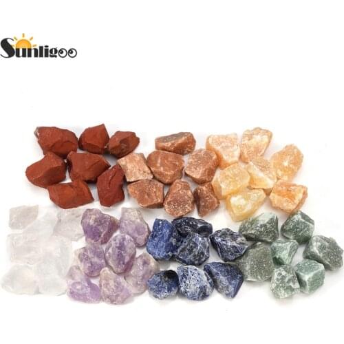Sunligoo Chakra Natural Reiki Stones Rough Rock Crystals for Tumbling Cabbing(Amethyst/Clear Quartz/Sodalite/Topaz) 0.95"-1.2"