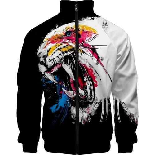 Zipper Sweatshirt Harajuku Hoodies Fashion Autumn and Spring Clothes Beast Tiger Men/women Jackets 2020 New Wild Animal 3D Print