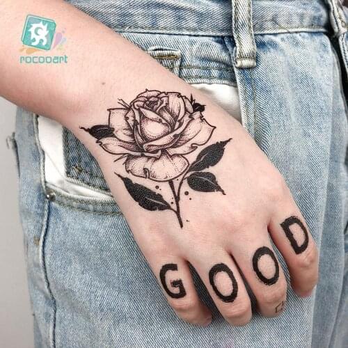 Waterproof Temporary Tattoo Sticker Flower Rose Fake Tatto Flash Tatoo Hand Arm Foot Back Tato Body Art For Girl Women Men