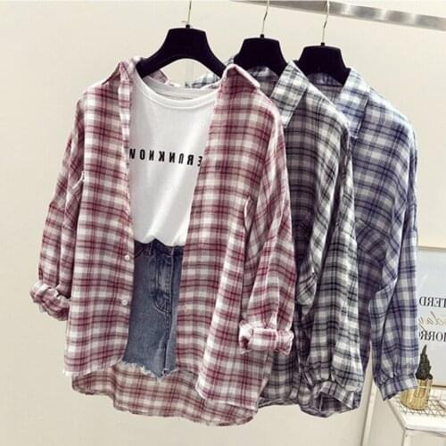 Wangxiangqian Women's Plaid Shirts