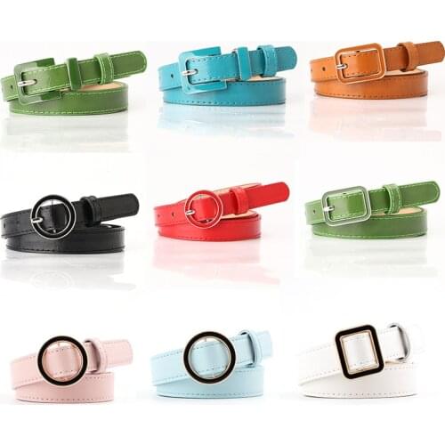 Women Punk Belt Adjustable Single Row Hole Pin Buckle Waist Belt Jeans Casual Female Decorative Candy Colors Waistband