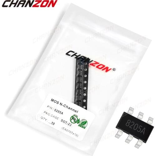 10pcs 8205A SOT-23 N-Channel 6 Pin SMD Mosfet Bipolar Junction Transistor BJT SIC Mos Fets Triode Tube Integrated Circuits