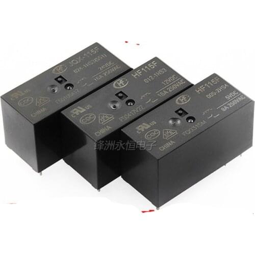 10PCS/Lot JQX HF-115F-005-1HS3/HF-115F-012-1HS3/HF-115F-024-1HS3 5V/12V/24V 6Pin 6P 16A Relay