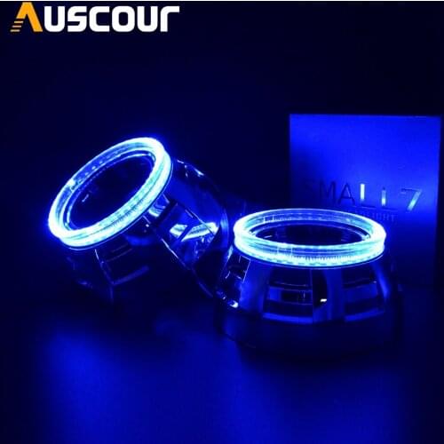 2 pcs 3.0 2.5 inch rotating led day running angel eyes white red blue for car headlight bulb Car Styling retrofit car headlight