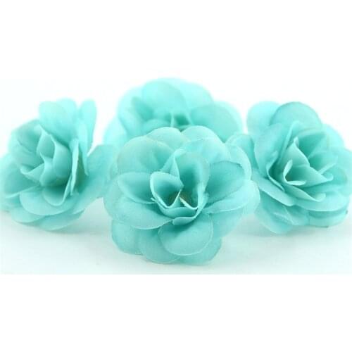 50 Pcs Mini 4.5cm Artificial Silk Rose Flower Head DIY Scrapbooking Flower Handmade Kiss Ball Crafts For Wedding Decorative