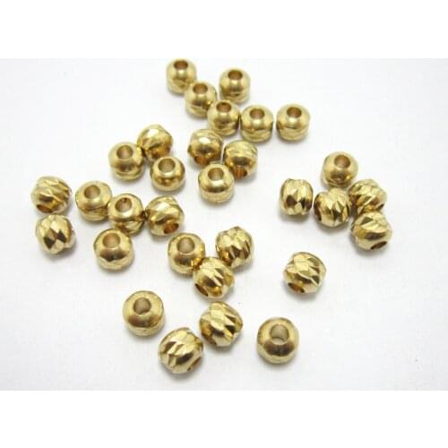Brass beads Round metal beads 5x4.5mm Brass spacer beads sliders brass beading findings -50pcs R1420