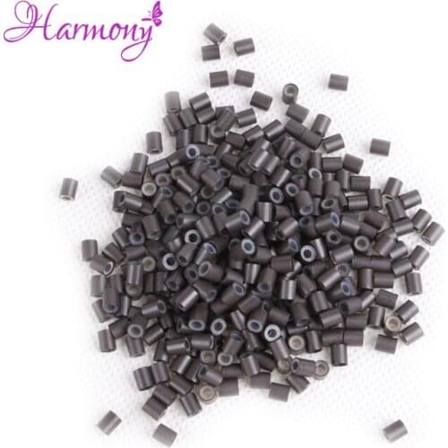 Harmony Plus Hair 500pcs 3.4*3.0*4mm With silicone Copper tubes links beads for I tip human hair extensions tools accessories