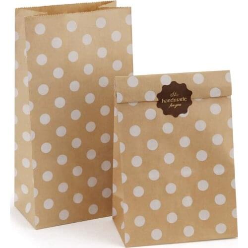6 pcs kraft dot Paper Bag,Party Favor Bags, Candy Cookie Bread Nuts Bag For Biscuits Snack Baking Package bag