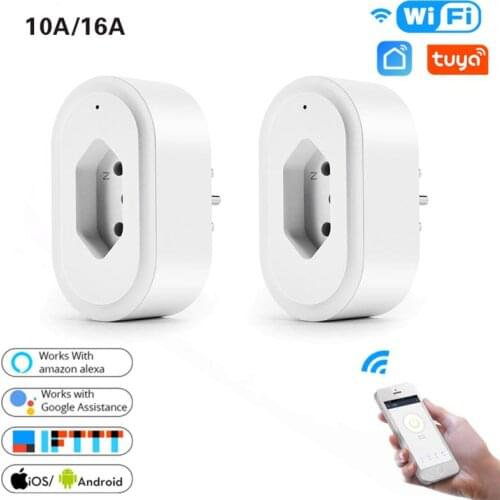 16A Brazil Standard Tuya Wifi Socket Smart Plug Adapter Power Monitor Timer APP Voice Switch Work For Google Home Alexa