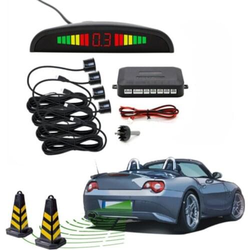 Car LED Parking Sensor Kit 4 Sensors Waterproof Digital Display Reverse Backup Radar Monitor System 12V