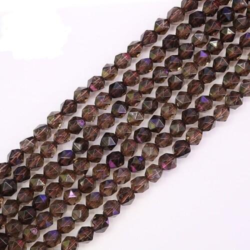 6/8/10/12mm Faceted Natural Smoky Quartzs Stone Beads For Jewelry Making Round Loose Cut Crystal Beads DIY Bracelet Strand 15