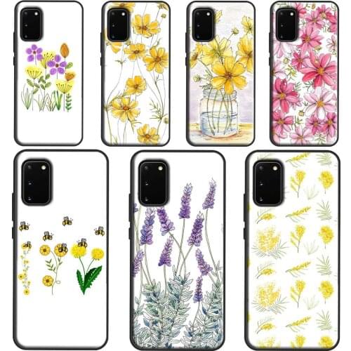 Yellow Cosmos Flowers Lavender Phone Case For Samsung Galaxy S21 S20 Ultra S8 S9 S10 Plus Note 10 Note 20 9 S20 FE Cover