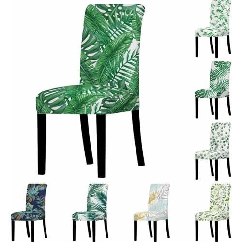 Chair Cover Green Tropical Stretch Spandex Chair Protector Slipcover for Wedding Party Banquet Dining Room Home Decor
