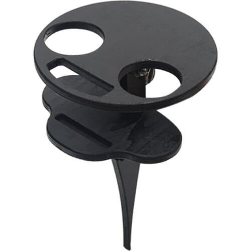 Wooden Picnic With Bottle Holder Double Layer Black Shelf Foldable Desktop Easy Apply Backyard Camping Outdoor Wine Table Beach