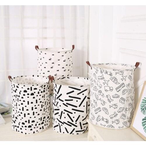 Canvas Storage Bag For Toys Clothes Kids Room Organizer Bag with Handle Toy bucket For Kids Nordic Style 40x50CM