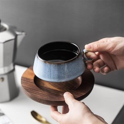 Nordic Ceramic Coffee Cup with Spoon and Saucer Set Porcelain Simple Milk Mug Personality Office Drinkware Household Teacup