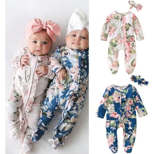 Newborn Infant Baby Girl Boy Romper Headband Baby Clothes Outfits Set Summer Autumn Romper For Infant Jumpsuit Baby Mamelucos