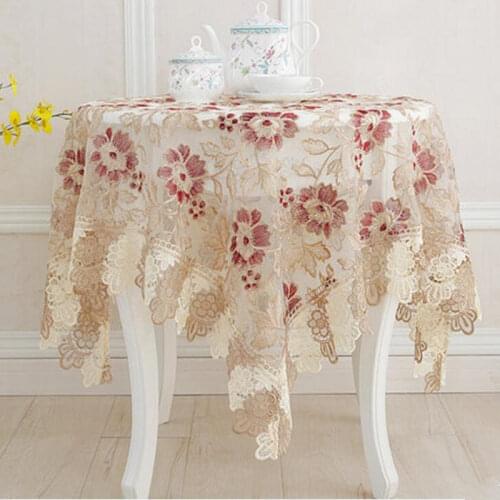 Top Elegant embroidery Lace tablecloth pastoral Home decorative table cloth Linen Cover round tablecloth nappe table cover sale