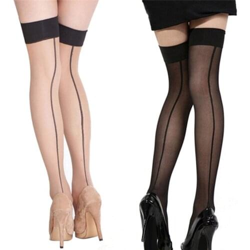 Fashion Girl Lady High Stockings Seamed Long Over Knee Heal Seam Thigh High